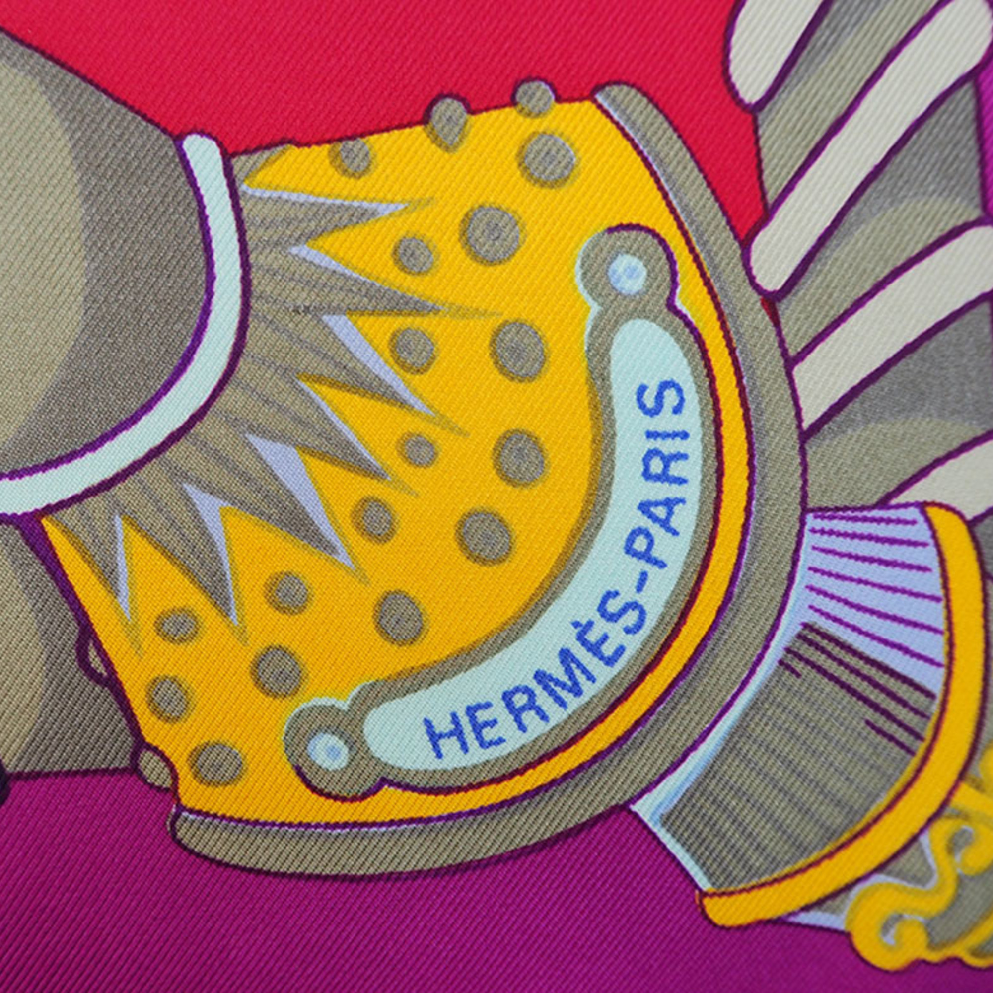 Hermes HERMES Carre 90 Etendards et Bonnieres Flag Purple x Pink Silk Scarf Muffler Women's