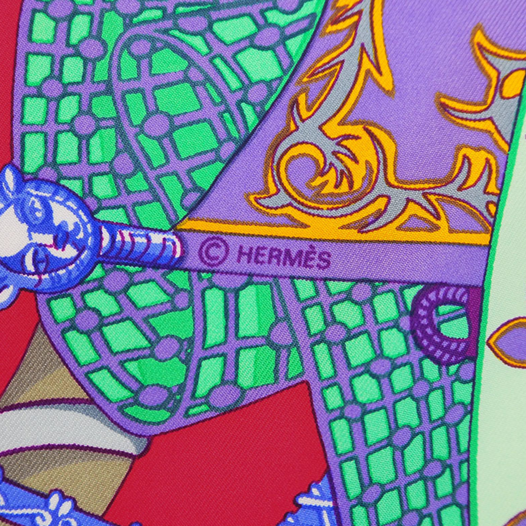 Hermes HERMES Carre 90 Etendards et Bonnieres Flag Purple x Pink Silk Scarf Muffler Women's