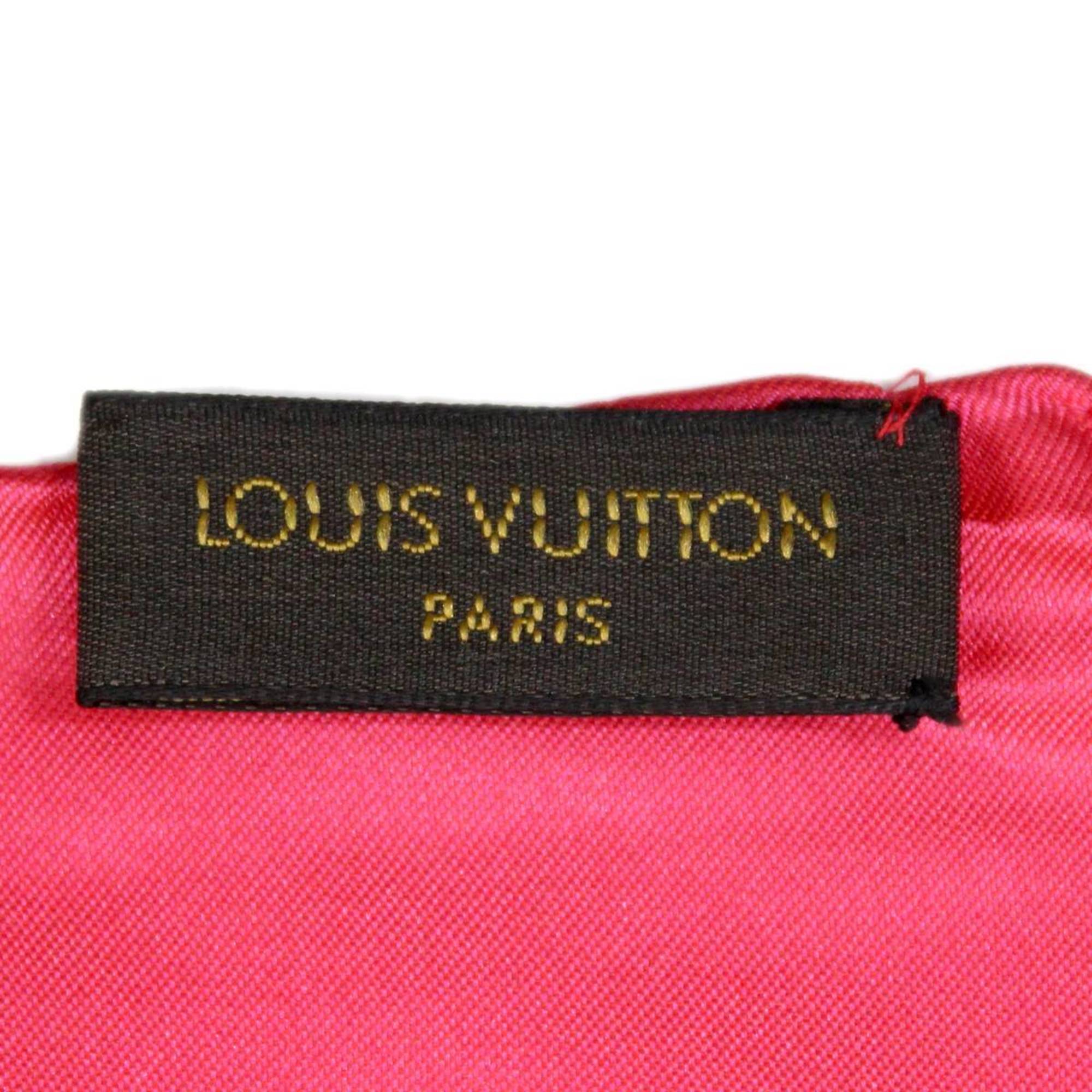 LOUIS VUITTON/Louis Vuitton silk scarf monogram pink 100%