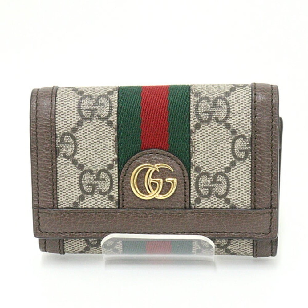 Gucci Gg Supreme Wallet In Beige,green