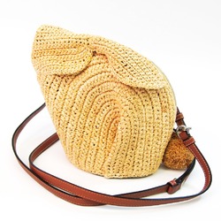 Loewe Rabbit Women's Straw,Leather Shoulder Bag Beige