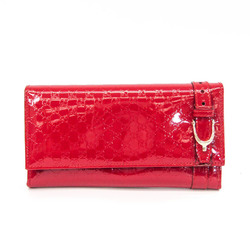 Gucci MicroGuccissima 309760 Women's  Enamel Leather Long Wallet (bi-fold) Red Color