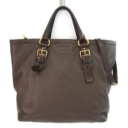 Prada Men's Leather Shoulder Bag,Tote Bag Brown