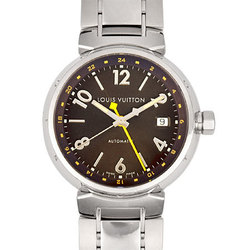 Louis Vuitton LOUIS VUITTON Tambour GMT Date Men's Quartz Wristwatch SS Brown Dial Q1131