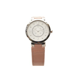 Louis Vuitton Tambour 8P Diamond Watch Q13MJ Quartz Silver Dial Stainless Steel Ladies