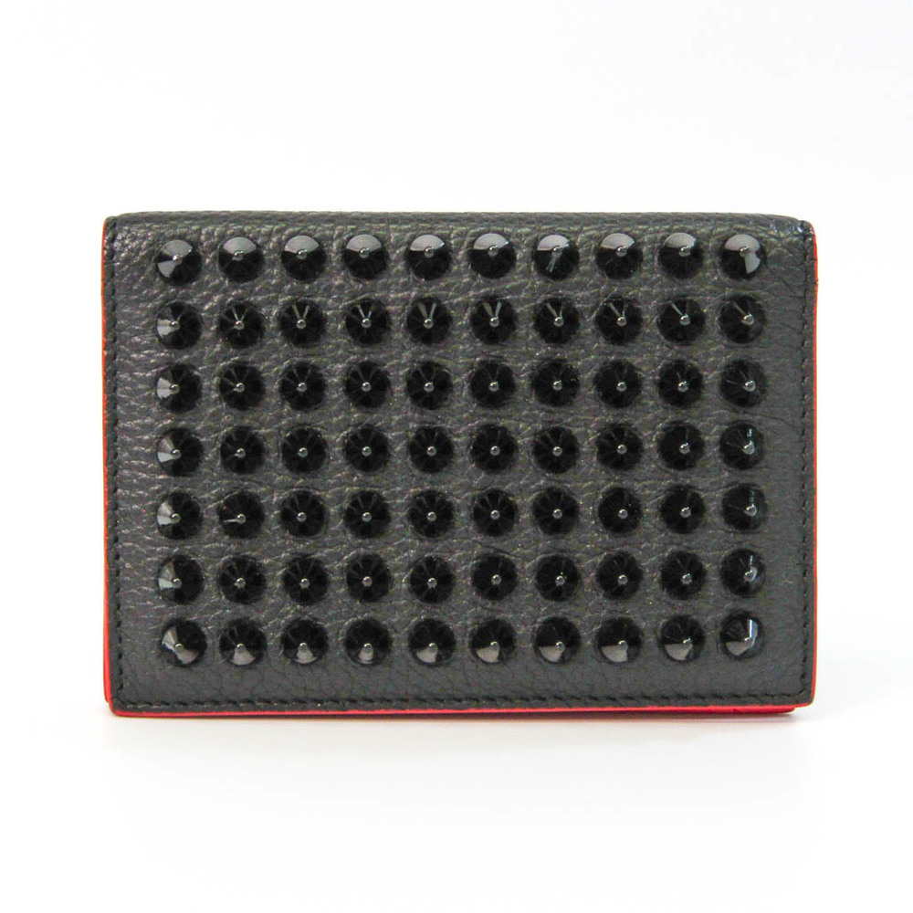 Christian Louboutin Leather Studded Card Case Black,Red Color
