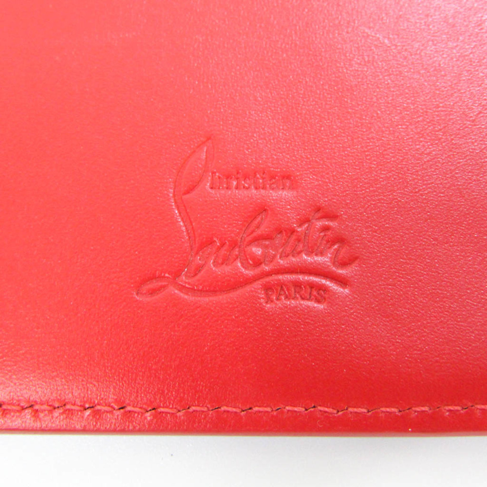 Christian Louboutin Leather Studded Card Case Black,Red Color