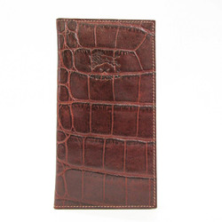 Il Bisonte Unisex  Embossed Leather Long Wallet (bi-fold) Dark Brown