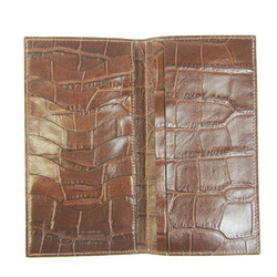 Il Bisonte Unisex  Embossed Leather Long Wallet (bi-fold) Dark Brown