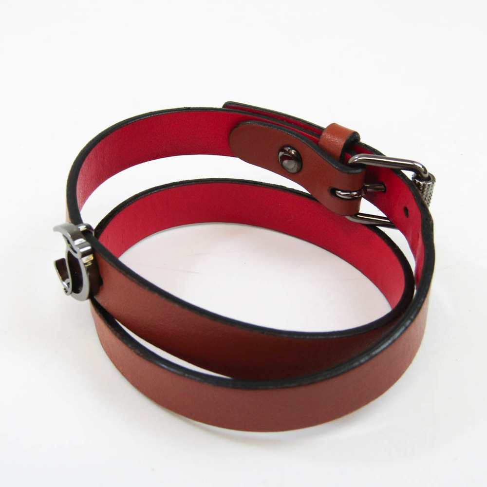 Christian Louboutin LOUBILINK LOGO 1205077 Leather Bangle Brown,Red Color