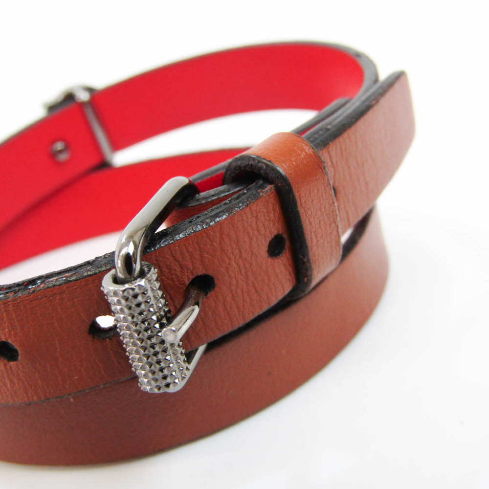 Christian Louboutin LOUBILINK LOGO 1205077 Leather Bangle Brown,Red Color