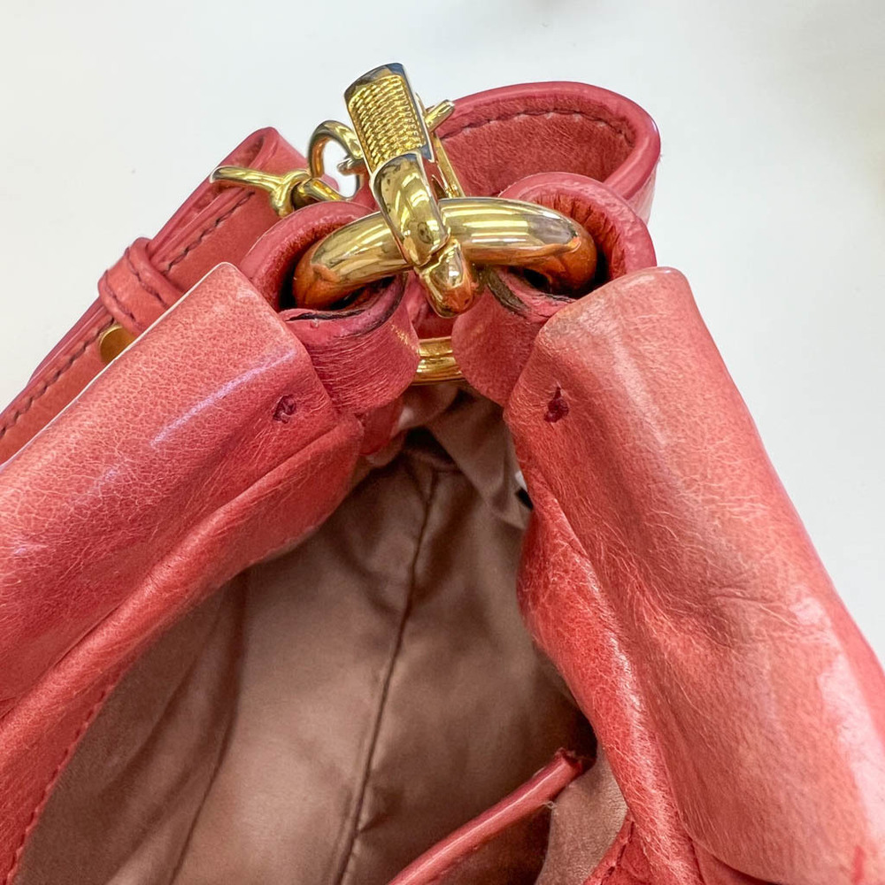 Miu Miu VITELLO LUX RN0647 Women's Leather Handbag,Shoulder Bag Rose Pink