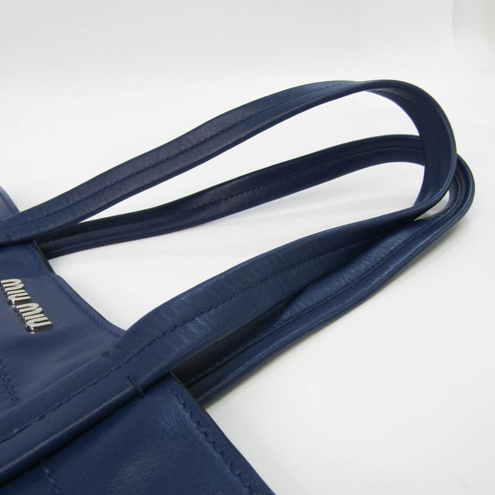 Miu Miu VITELLO SOFT RR1934 Women,Men Leather Tote Bag Blue