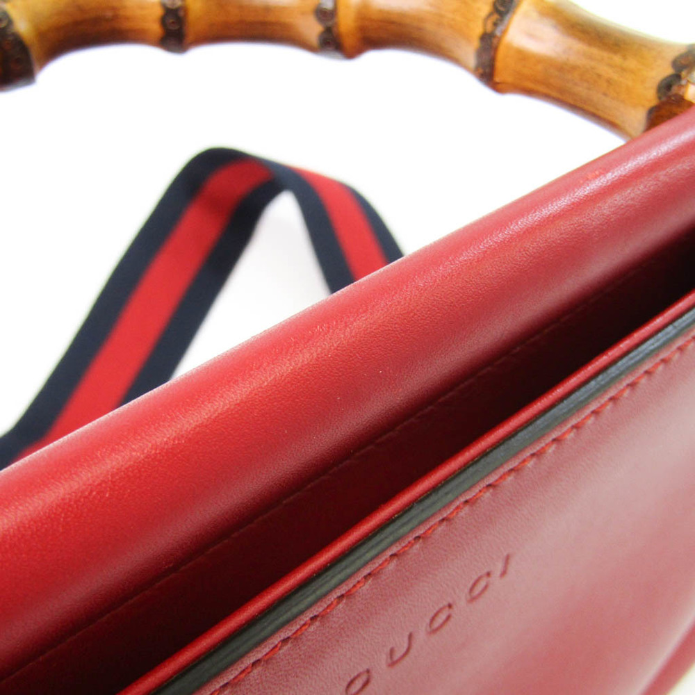 Gucci Nymphair 459076 Women,Men Leather,Bamboo Handbag,Shoulder Bag Red Color