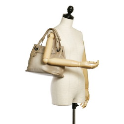Bottega Veneta Intrecciato Shoulder Bag Beige White Leather Ladies BOTTEGAVENETA