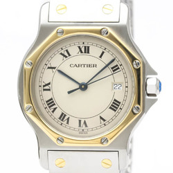 Polished CARTIER Santos Octagon 18K Gold Steel Automatic Mens Watch BF548194