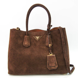 Prada Double Bag Women's Suede Handbag,Shoulder Bag Brown