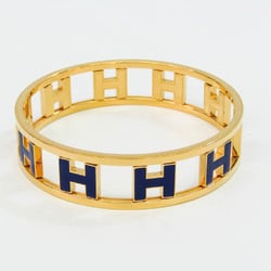 Hermes Rond H Cloisonné/enamel,Metal Bangle Blue,Gold