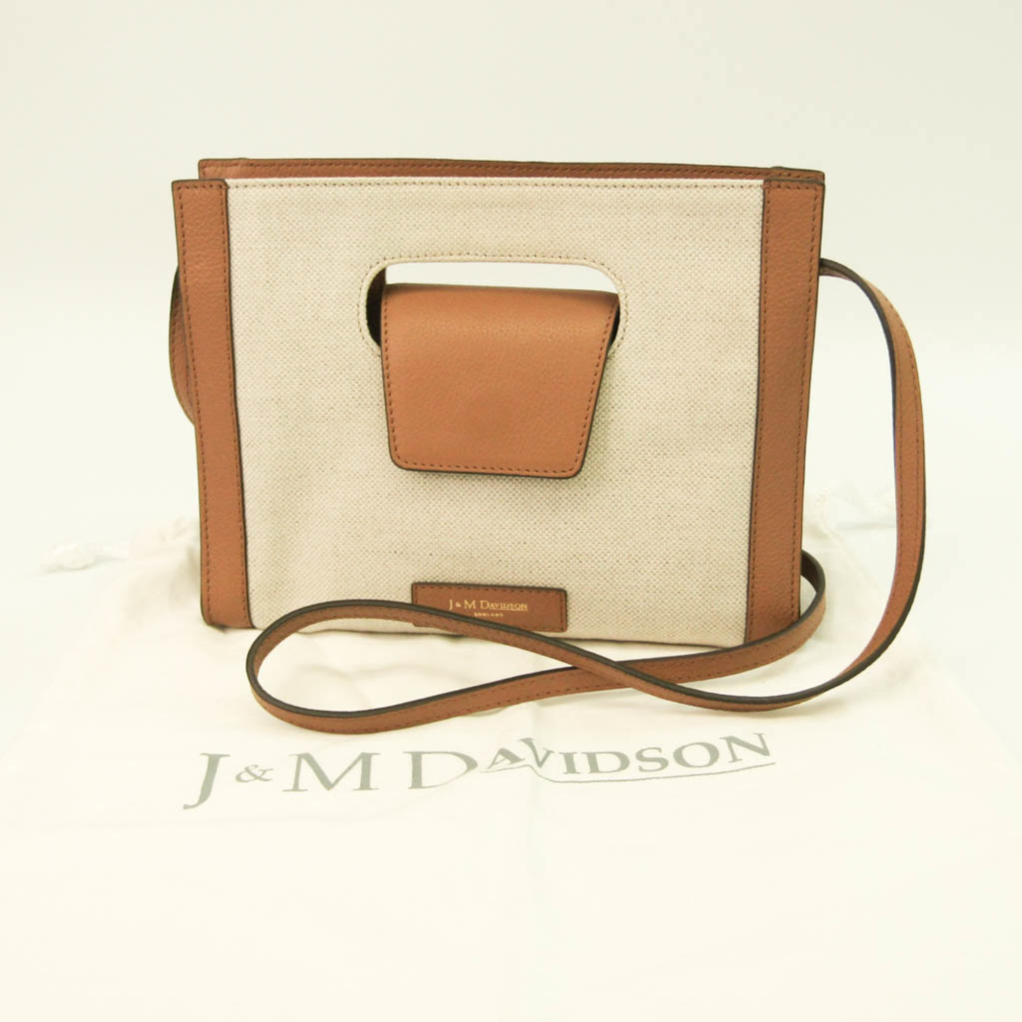J&M Davidson COURA Women's Canvas,Leather Shoulder Bag Beige,Camel