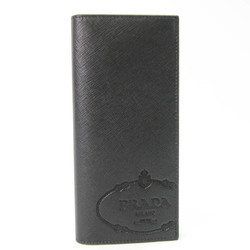 Prada Saffiano Women,Men  Long Wallet (bi-fold) Black