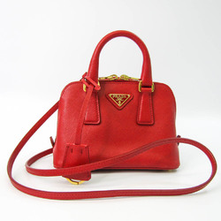 Prada Saffiano Mini Women's Leather Shoulder Bag Red Color