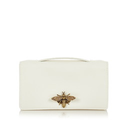 Christian Dior Dior Bee Handbag White Leather Ladies