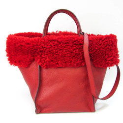 Max Mara Women's Fur,Leather Handbag,Shoulder Bag Red Color