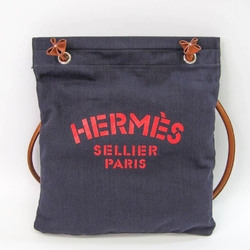 Hermes Sac Aline 061643CK Women's Toile Officier,Leather Shoulder Bag Navy,Red Color