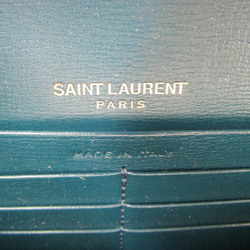 Saint Laurent Velcious Large 533035 Women,Men Leather Long Wallet (bi-fold) Green
