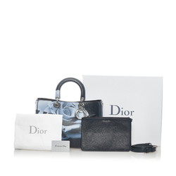 Christian Dior Diorissimo rose pattern handbag shoulder bag black blue leather ladies