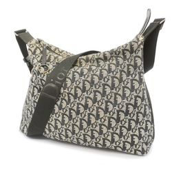 Auth Christian Dior shoulder bag trotter canvas navy silver metal