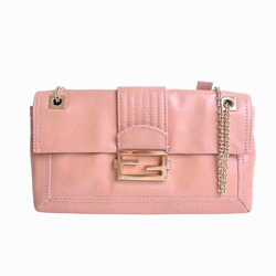 FENDI Fendi leather chain shoulder bag pink beige
