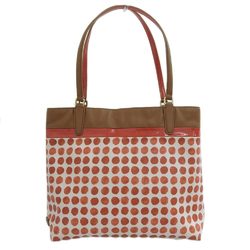 Coach COACH Paint Dot Polka Tote Bag Red White Brown 29432