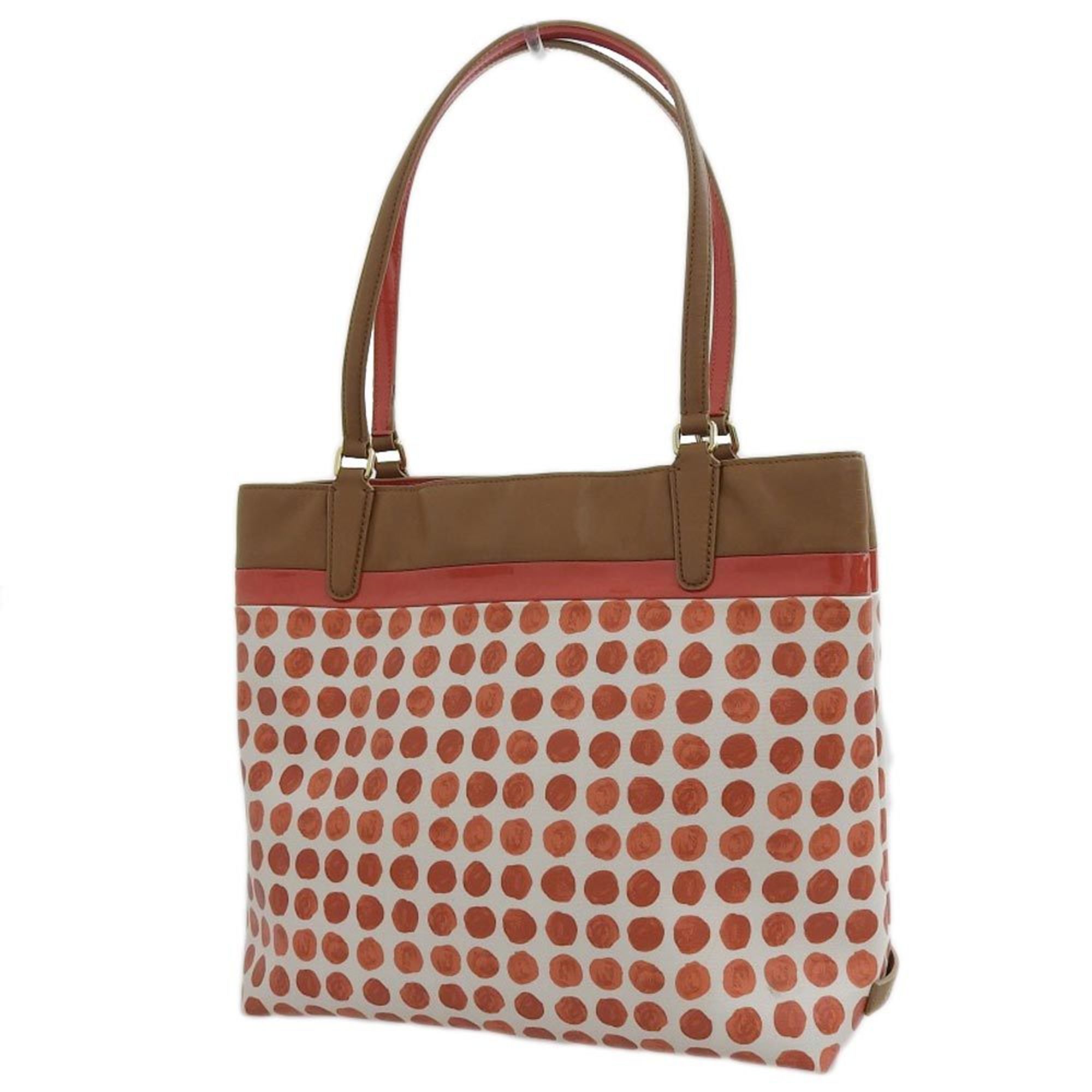 Coach COACH Paint Dot Polka Tote Bag Red White Brown 29432