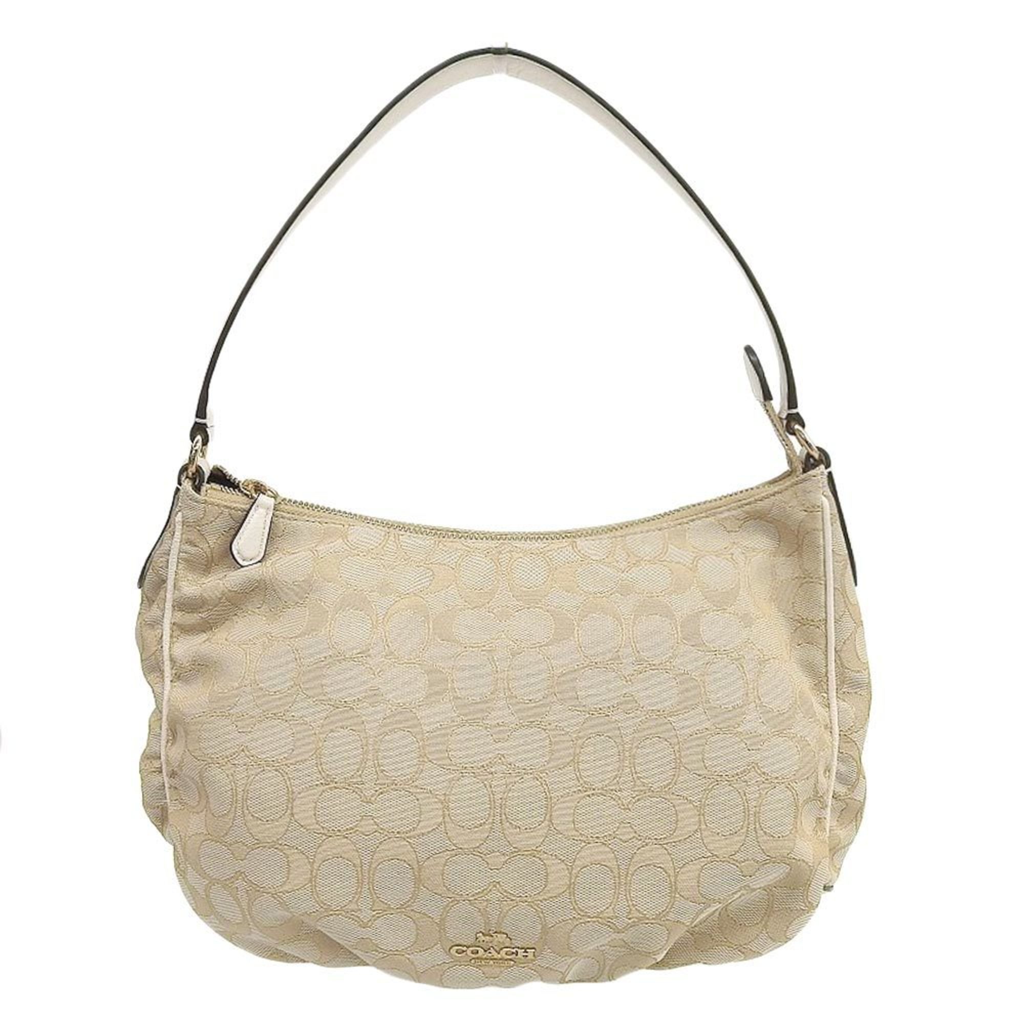 Coach COACH signature one shoulder bag beige white F29959