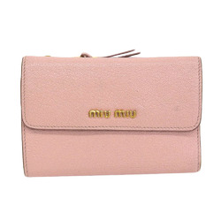Miu MIUMIU L-shaped zipper tri-fold wallet pink 5ML014