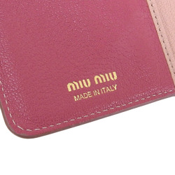 Miu MIUMIU L-shaped zipper tri-fold wallet pink 5ML014