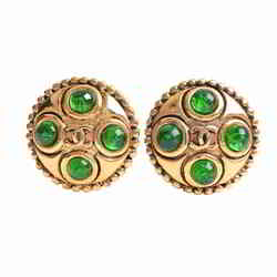 CHANEL Chanel Gripore here mark color stone earrings gold/green metal