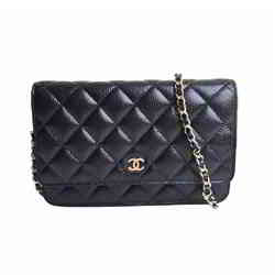 CHANEL Chanel caviar skin matelasse here mark chain shoulder bag black