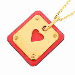 HERMES Hermes Vauxwift Ace of Hearts Necklace Red Metal