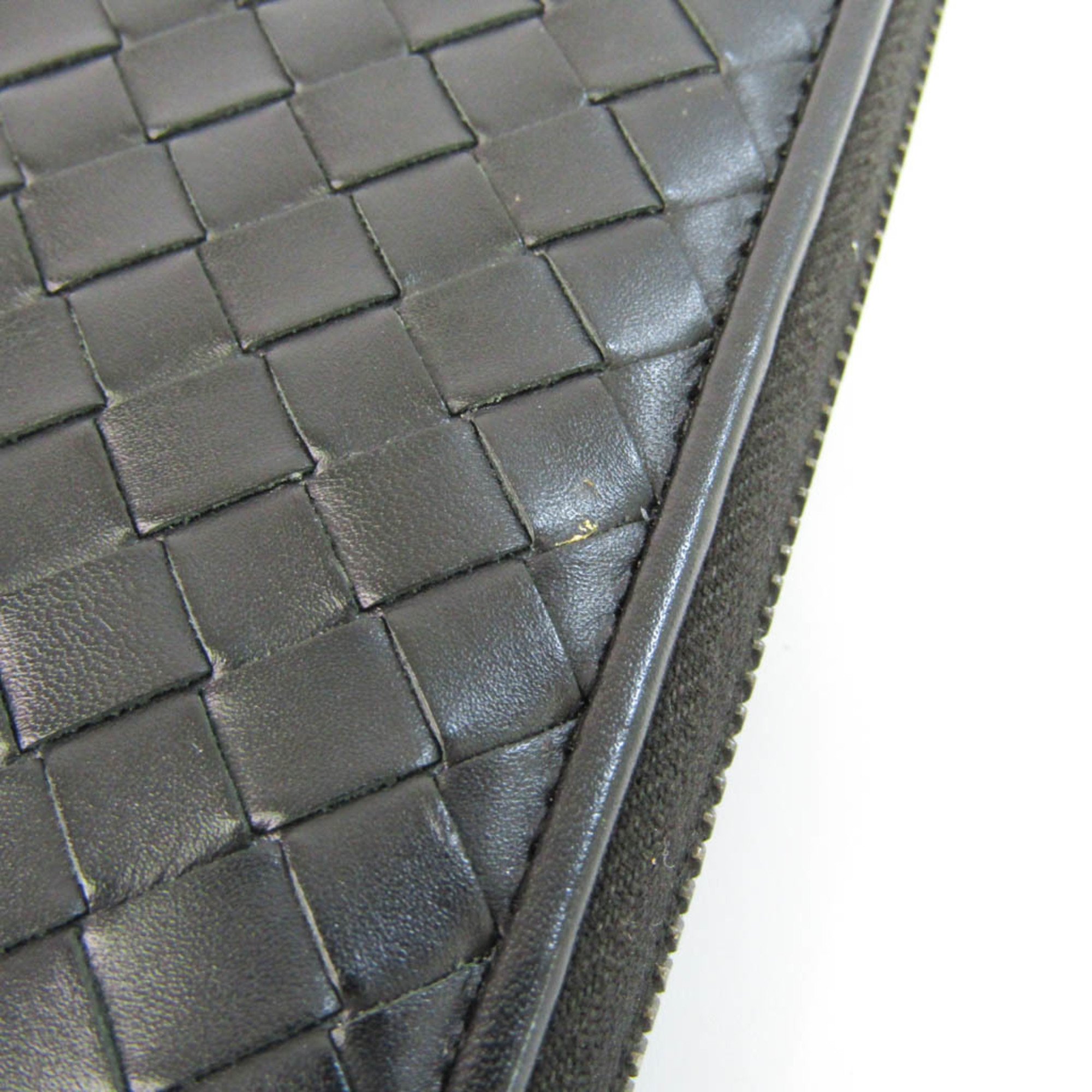 Bottega Veneta Intrecciato Men's Leather Long Wallet (bi-fold) Black