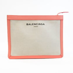 Balenciaga NAVY POUCH 410119 Women's Canvas,Leather Clutch Bag,Pouch Light Pink,Off-white