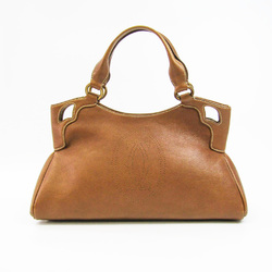 Cartier Marcello Women,Men Leather Handbag Brown