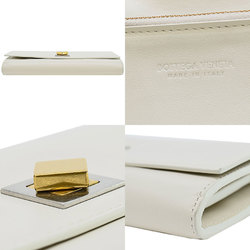 Bottega Veneta BOTTEGA VENETA long wallet white x silver hold leather metal material folio women's