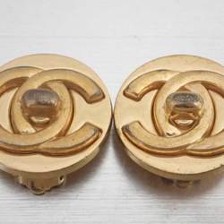 Chanel CHANEL earrings here mark turn lock gold round ladies