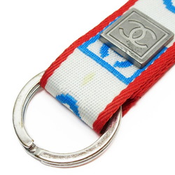 Chanel CHANEL neck strap white x blue red silver nylon canvas metal material
