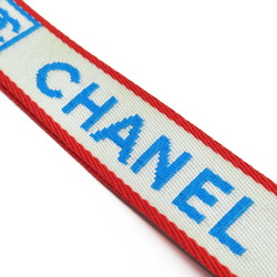 Chanel CHANEL neck strap white x blue red silver nylon canvas metal material