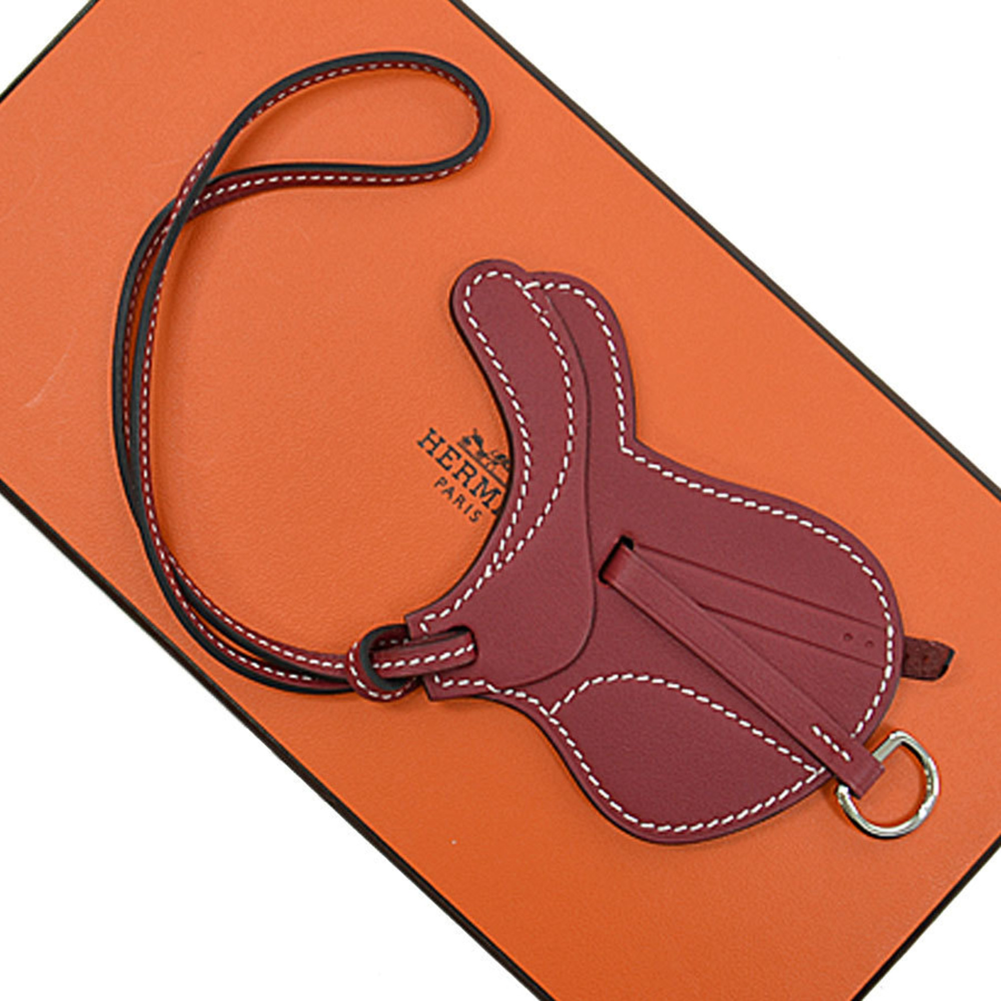 Hermes HERMES Charm Paddock Cell Rouge Grena Vaux Swift Bag Key Ring Women's