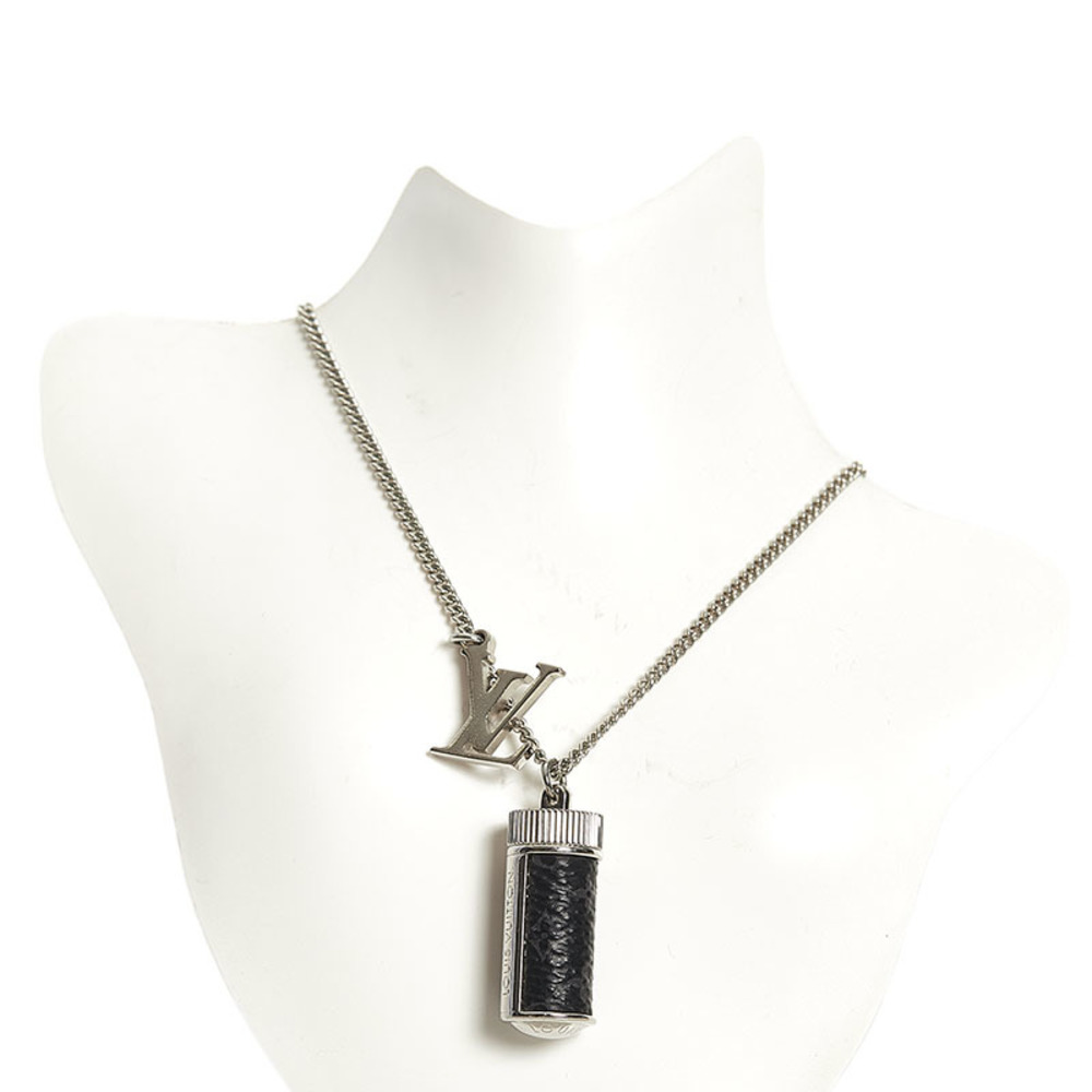 Louis Vuitton Monogram Eclipse Collier Charm Necklace M63641 Silver Metal  PVC Women's LOUIS VUITTON