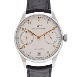 IWC SCHAFFHAUSEN Ida Brew Sea Schaffhausen Portugieser 7 Days IW500114 Men's SS/Leather Watch Automatic Winding Silver Dial